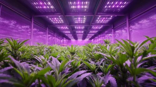 cannabisplanten groeien onder licht
