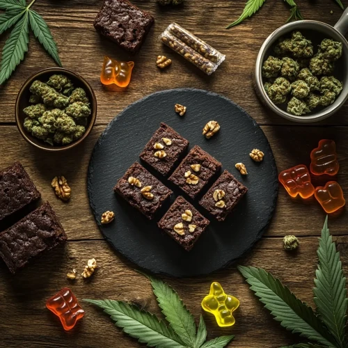 Tabelle mit leckeren Cannabis-Edibles
