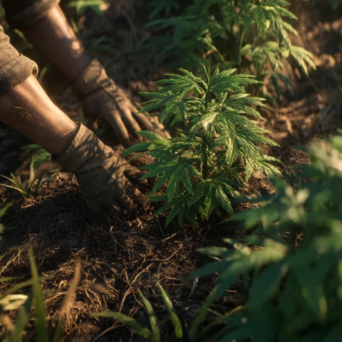 Landrace Cannabispflanze in natürlicher Umgebung